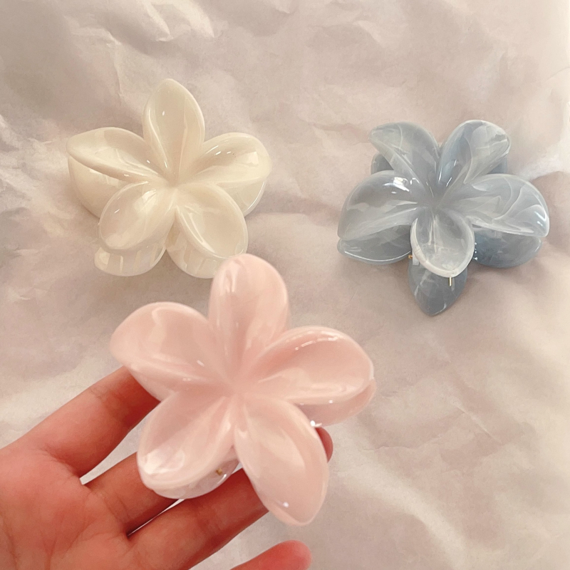 Clips de păr cu floare Plumeria, din plastic/rășină, electroplating, accesorii pentru cap pentru femei