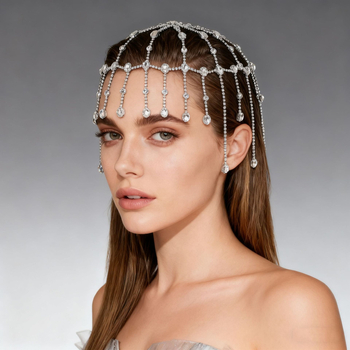 Accesoriu pentru păr cu franjuri din cristale, lucrat manual, Tl010, brand Tuan ming, lansare iarnă 2025