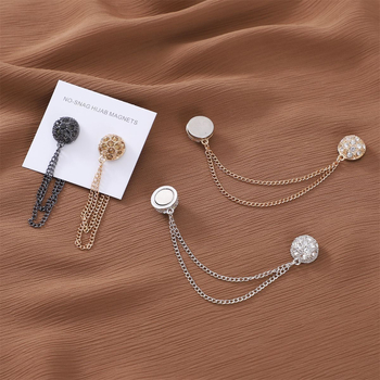 Clip magnetic pentru eșarfă feminin, lanț cu diamante, materiale mixte, lucrat manual, design geometric circular, personalizabil