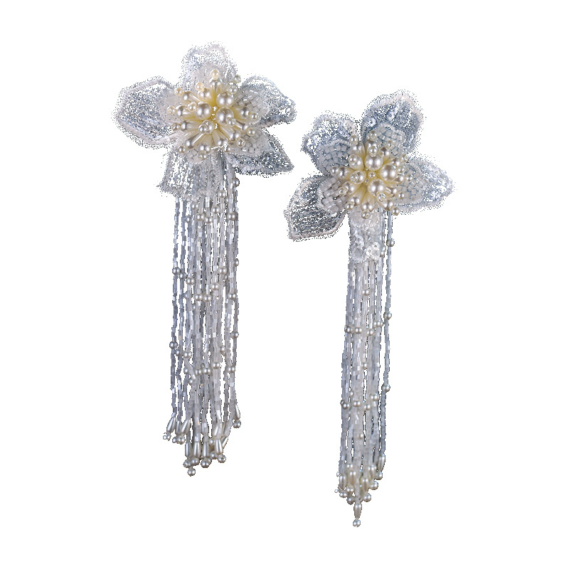 Νυφικό σετ κεφαλής με μαργαριτάρια και φούντα-τσιμπιδάκι για τα μαλλιά — χειροποίητο, κράμα ψευδάργυρου, στιλ Ins, μάρκα Xuan yan