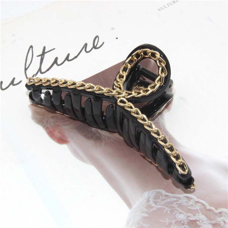 Clip de păr cu lanț – design geometric mare, plastic/rășină, accesorii pentru coafare