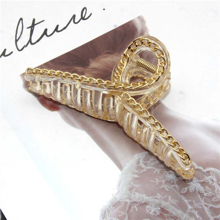 Clip de păr cu lanț – design geometric mare, plastic/rășină, accesorii pentru coafare