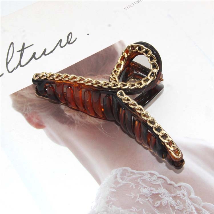 Clip de păr cu lanț – design geometric mare, plastic/rășină, accesorii pentru coafare