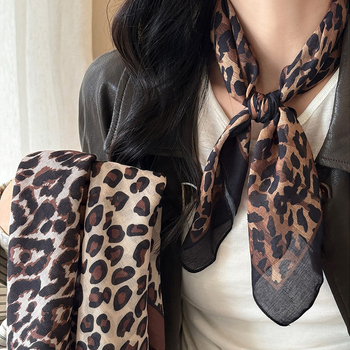 Maca Baka șal pentru cap în stil coreean, imprimeu leopard, design geometric, cod Xy-3146