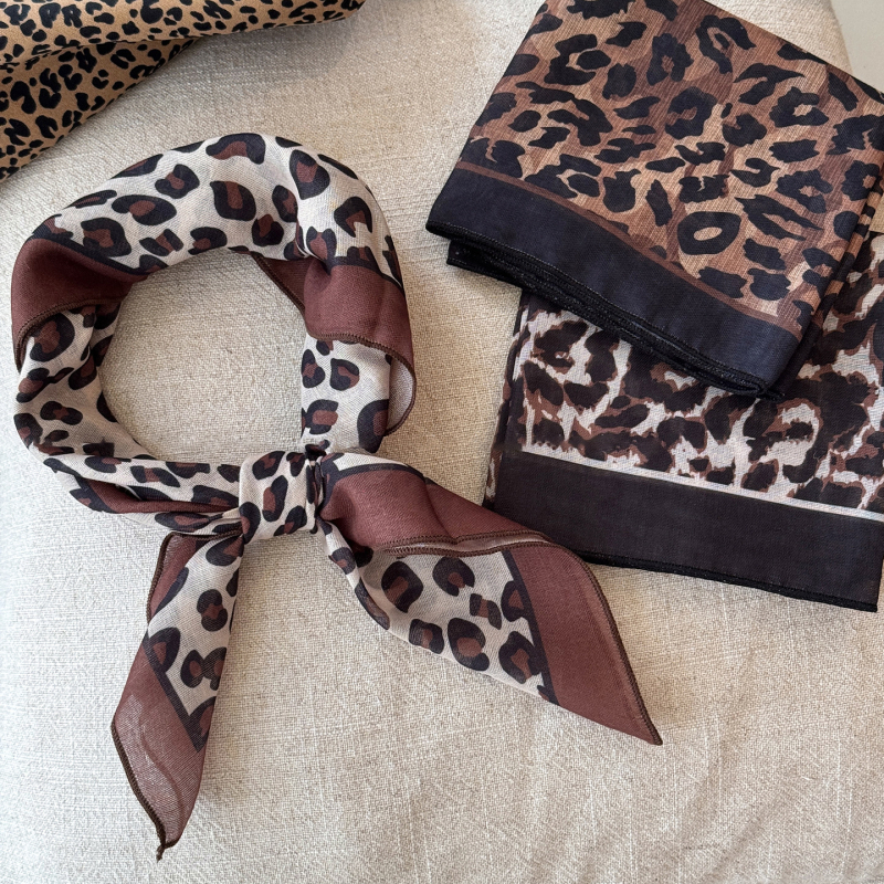 Maca Baka șal pentru cap în stil coreean, imprimeu leopard, design geometric, cod Xy-3146
