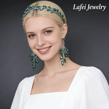 Diademă pentru păr în formă de frunză, cu diamante din sticlă în formă marquise, lanț moale, lucrată manual, accesoriu de nuntă.