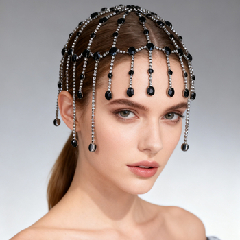 Egzotična verižica za kosu s resicama, za pozornicu, zimska 2024 kolekcija