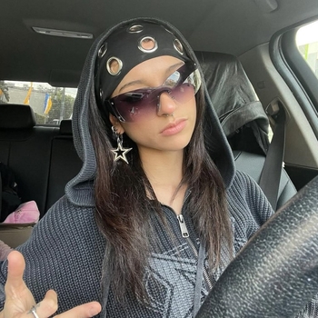Bandă pentru cap lată, elastică, cu inel metalic, stil punk, primăvara 2024