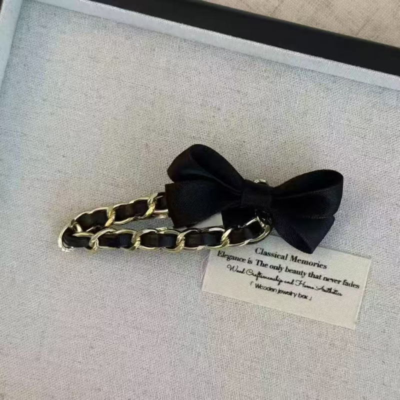 Clip de păr Hepburn stil cu lanț din piele, material mixt, realizat manual, stil coreean, Hanshiya