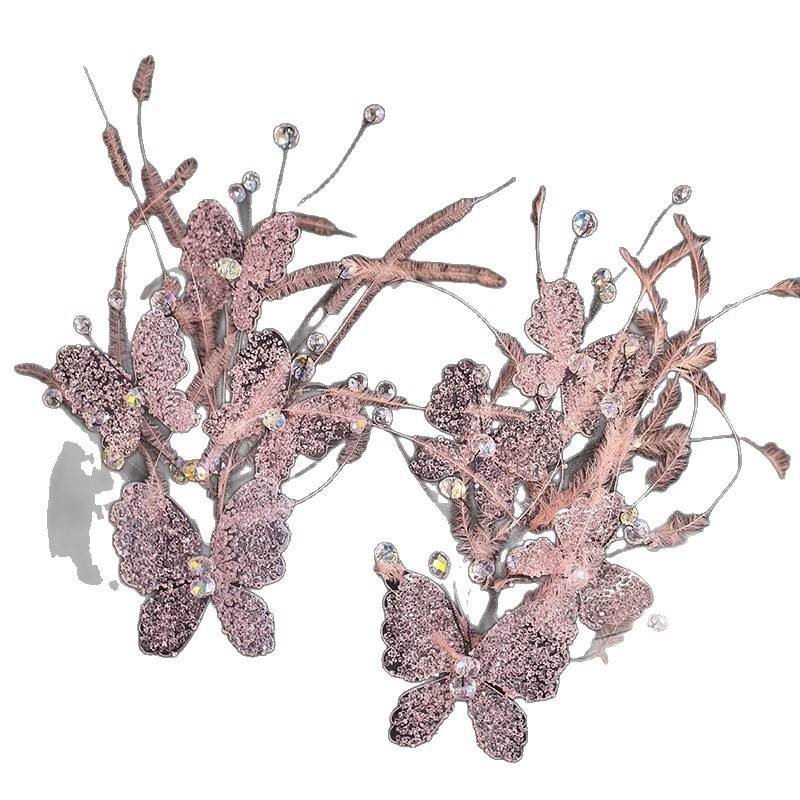 Set accesorii păr mireasă Xuan yan: handmade, clips de păr cu ciucuri cristal în formă de fluture, bază din aliaj cu inserții din aliaj de zinc, stil proaspăt și dulce, toamna 2025