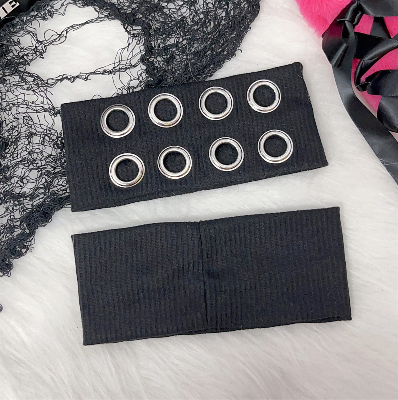 Elastne otsmikupann metallrõngaga, lai äär, retro punk stiil, 2025. aasta kevad