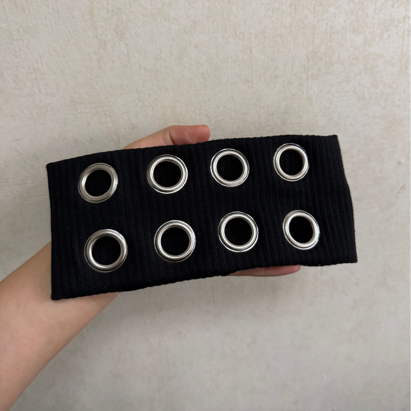 Elastne otsmikupann metallrõngaga, lai äär, retro punk stiil, 2025. aasta kevad