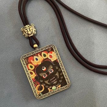Pandant Thangka cu Zeul Bogăției al Căilor Cinci — design tibetan, aliaj, motive: constelații/geometrii/animale/zodii/litere, placare electrolitică, origine Hebei, lansare primăvara 2023