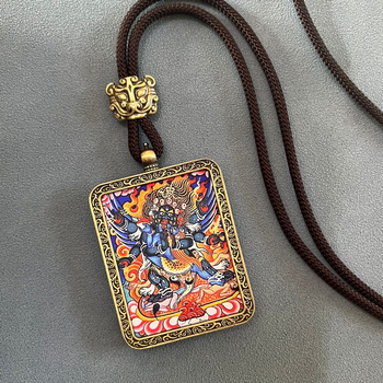 Pandant Thangka cu Zeul Bogăției al Căilor Cinci — design tibetan, aliaj, motive: constelații/geometrii/animale/zodii/litere, placare electrolitică, origine Hebei, lansare primăvara 2023