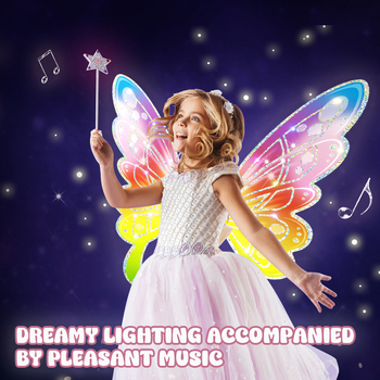 Elektriskā gaismas tauriņa eņģeļu spārni ar automātisku šūpošanās funkciju, ABS plastmasa, krāsains iepakojums, vecuma grupai 4–6 gadi