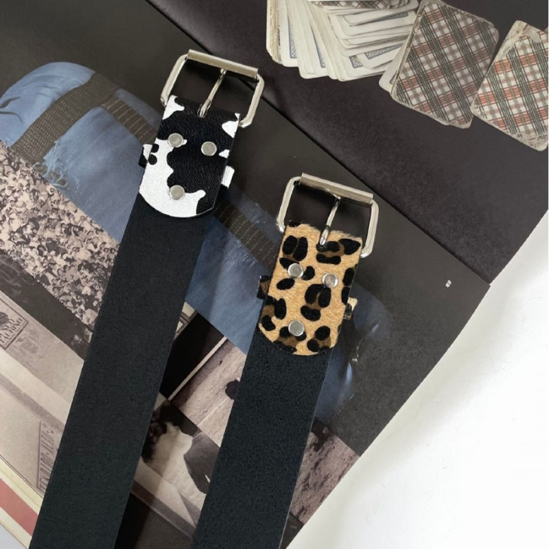 Ženski kaiš s leopard i kravljim uzorkom, PU koža, spona od legure, kopča s iglom, širina 2–4 cm, bušen dekor