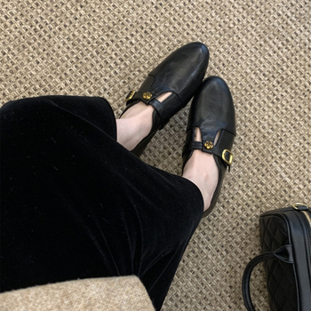 Mary Jane plätud PU ülemisega, ümmarguse ninaga, sügava avaga, madal konts