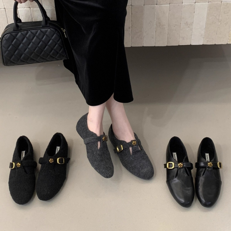 Mary Jane plätud PU ülemisega, ümmarguse ninaga, sügava avaga, madal konts