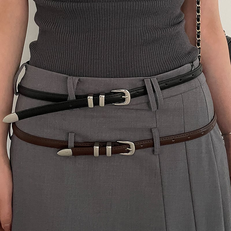 Ženski kožni kaiš od PU — tanak, elegantan i minimalističan za traperice; Materijal: PU koža; Materijal kopče: legura; Način zaključavanja: kopča s pinom; Širina: 2-4 cm; Šifra proizvoda: Y466