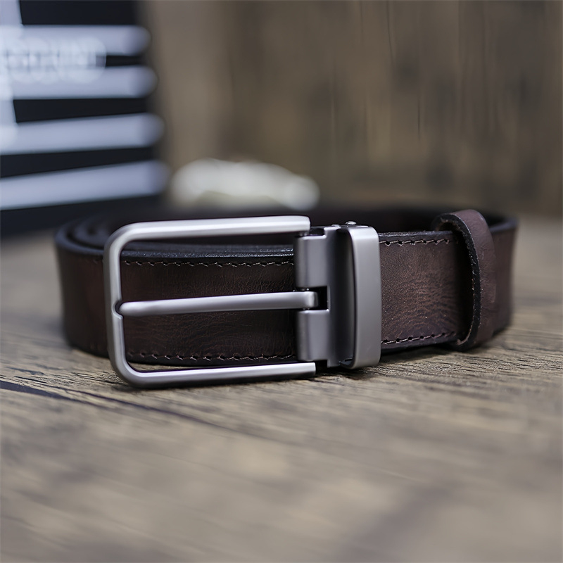 Nadrágszíj bőrből, első réteg marhahőrből, övcsat ötvözetből, csattal zárható, retro, antik, Hongkong-i hatás, francia retró stílus