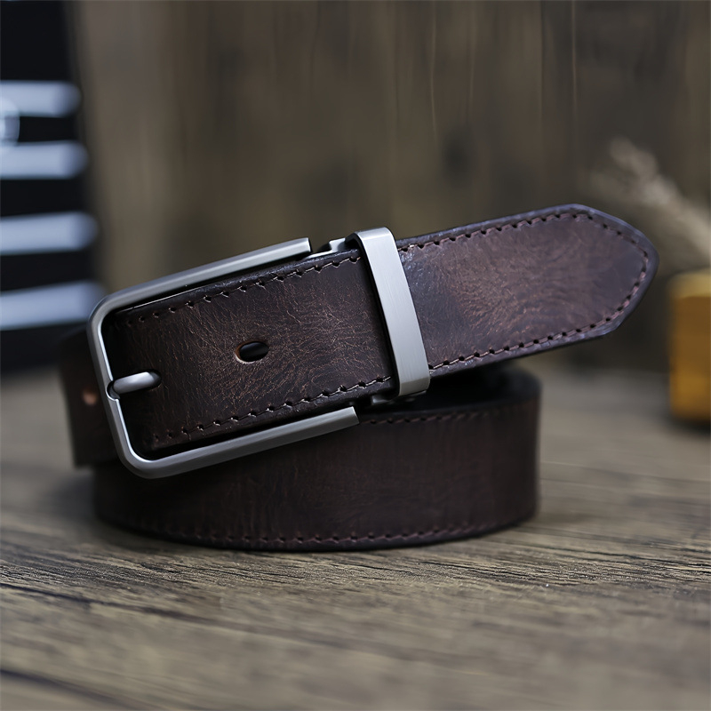 Nadrágszíj bőrből, első réteg marhahőrből, övcsat ötvözetből, csattal zárható, retro, antik, Hongkong-i hatás, francia retró stílus