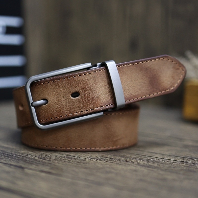 Nadrágszíj bőrből, első réteg marhahőrből, övcsat ötvözetből, csattal zárható, retro, antik, Hongkong-i hatás, francia retró stílus