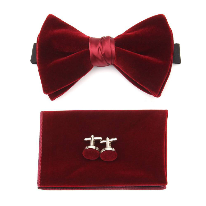 Férfi csokornyakkendő kettős rétegű textúrával, imitált kézi kötés, zsebkendővel, poliészter, koreai stílusú sík fejű