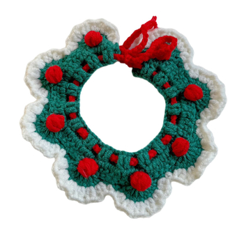 Adīts suņu un kaķu šall-bib, karikatūras raksts, vilna, roku adījums, izšūšana, četras sezonas