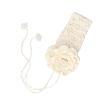 Ženski japanskog stila cvjetni pleteni držači za uši s vezicama, monokromni uzorak, poliester, grije, za vanjsku upotrebu zima jesen