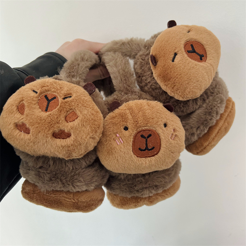 Capibara pliš zaštićnici za uši, zimska toplina, unisex odraslih, crtani dizajn