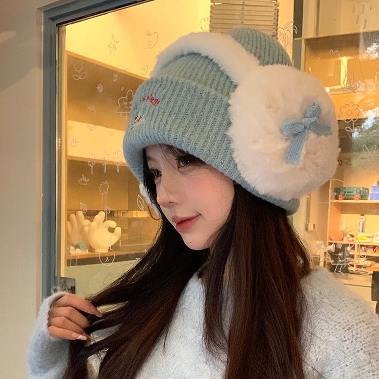 Zaštitnici za uši - uzorak mašne, pliš materijal, topli, unisex, odrasli