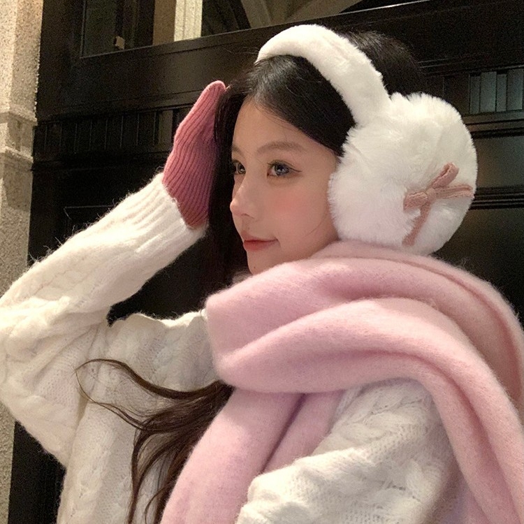 Zaštitnici za uši - uzorak mašne, pliš materijal, topli, unisex, odrasli