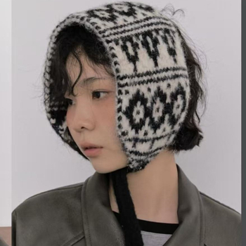 Unisex Ear Warmer cu jacquard tricotat, șiret dublu, purtare bidirecțională, iarnă 2025