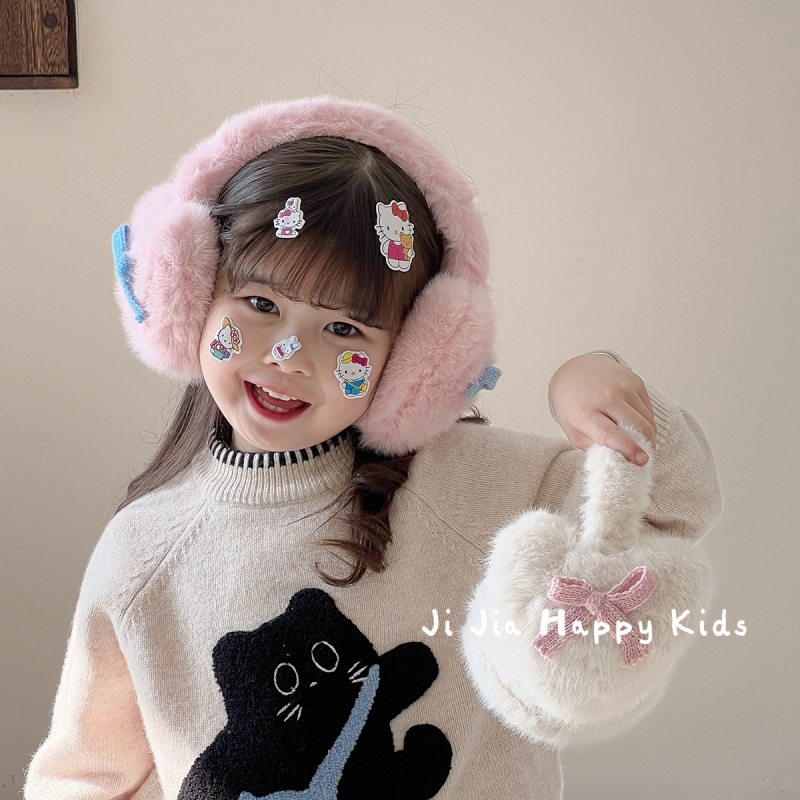 Dječji plišani zaštitnici za uši s mašnicom, jesen-zima, otporni na vjetar, topli, za vanjsku uporabu