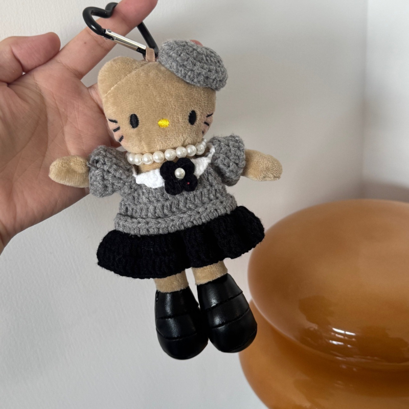 Kulcstartó medál - Kézzel készített aranyos hosszú lábú KT, pöttyös szoknya, táska dísz, Modern művészet stílus, Anyag: Egyéb, Márka: Egyéb