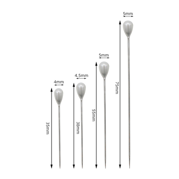 Vízcsepp gyöngy tű pin, nikkelezett bevonat — Huidie, eredet Jiangsu, 360 darab, 52 g, stílus: egyszerű, könnyű luxus