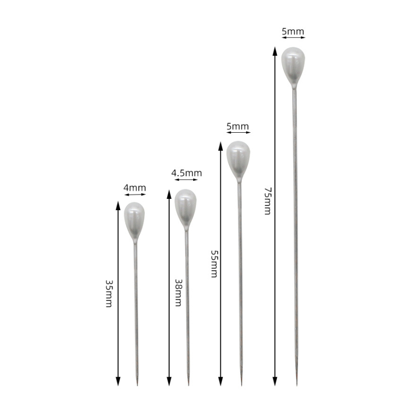 Vízcsepp gyöngy tű pin, nikkelezett bevonat — Huidie, eredet Jiangsu, 360 darab, 52 g, stílus: egyszerű, könnyű luxus