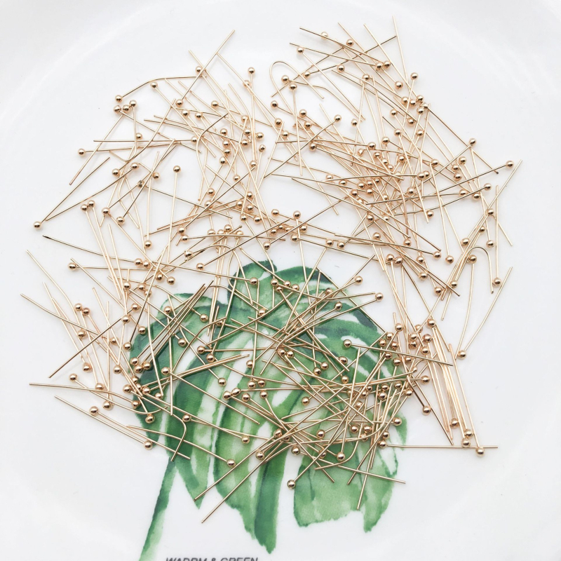 Réz gyöngy tűk ékszerekhez, elektroplatolt bevonattal, 1000 db/csomag