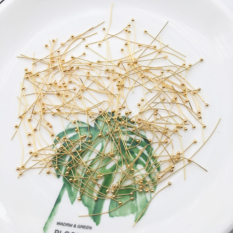 Réz gyöngy tűk ékszerekhez, elektroplatolt bevonattal, 1000 db/csomag