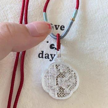 Plum Blossom Lock nyaklánc 999 ezüst, kézzel szőtt, szabályos lánc, kínai stílus