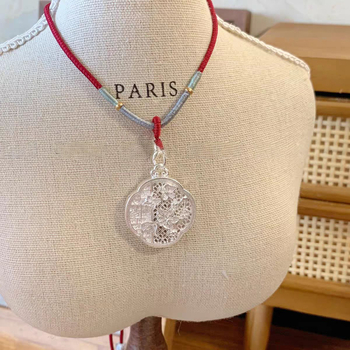 Plum Blossom Lock nyaklánc 999 ezüst, kézzel szőtt, szabályos lánc, kínai stílus