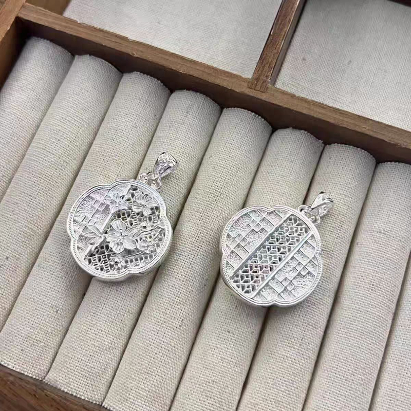 Plum Blossom Lock nyaklánc 999 ezüst, kézzel szőtt, szabályos lánc, kínai stílus