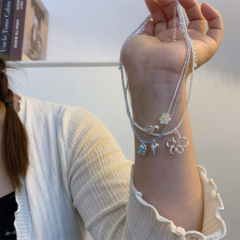 Geometrikus gyöngy nyaklánc - kézzel készített golyó lánccal, medál műanyag gyantából, uniszex