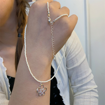 Geometrikus gyöngy nyaklánc - kézzel készített golyó lánccal, medál műanyag gyantából, uniszex