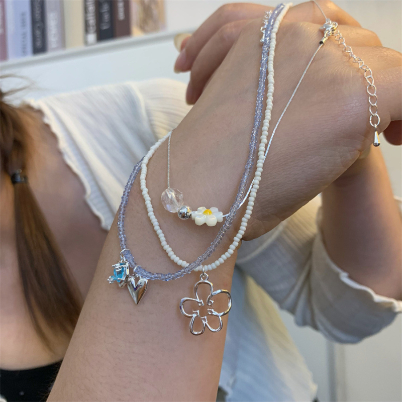 Geometrikus gyöngy nyaklánc - kézzel készített golyó lánccal, medál műanyag gyantából, uniszex