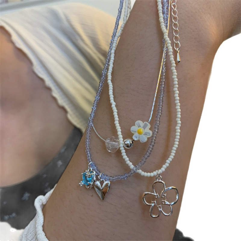 Geometrikus gyöngy nyaklánc - kézzel készített golyó lánccal, medál műanyag gyantából, uniszex