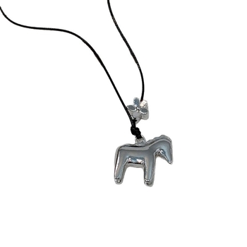 Póni medálos nyaklánc, kézzel készített, kevert anyagok, ötvözet medállal, szabályos lánccal, nőknek