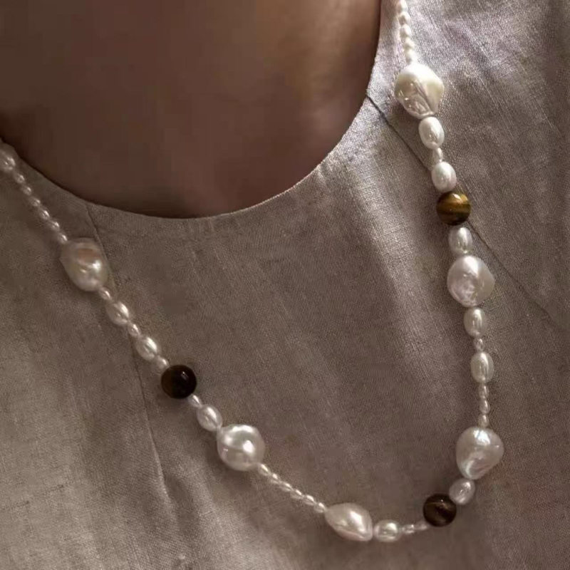 Rézötvözetből készült nyaklánc tigriszem gyöngyökkel, geometriai forma, gravírozott medál, gyöngysor lánc, nőknek, középkori retro stílus