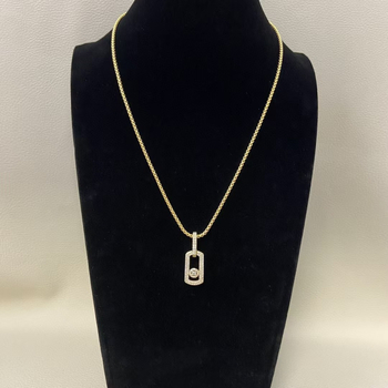 Ováls geometriai alakú nyaklánc, gyémánt pavé bevonattal, réz medál és lánc, kulcscsont-szabású lánc, hossza 71–80 cm