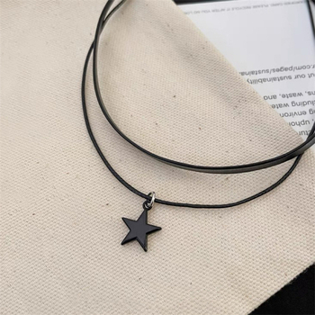 Choker nyaklánc, dupla rétegű csillag motívummal, női geometriai gallér lánc, kézzel készített ötvözet medállal, többszörös rétegű